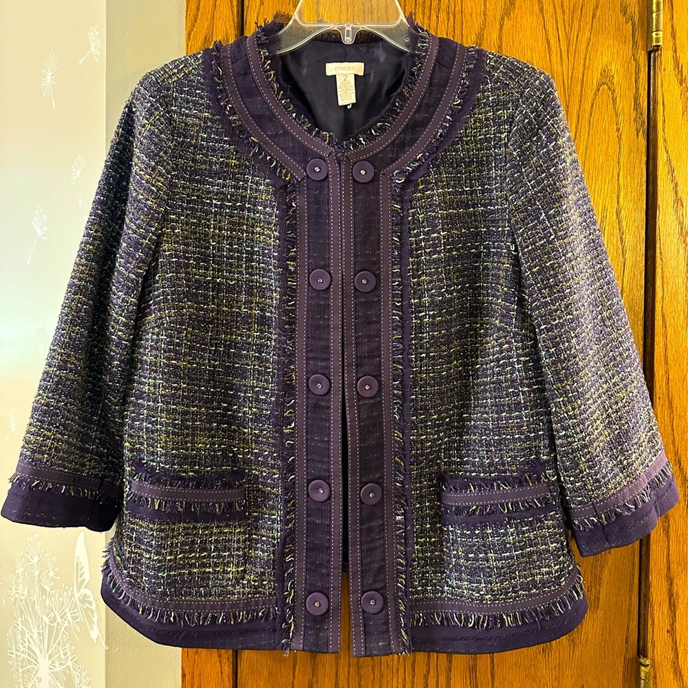 Chicos Tweed 3/4 Sleeve Jacket